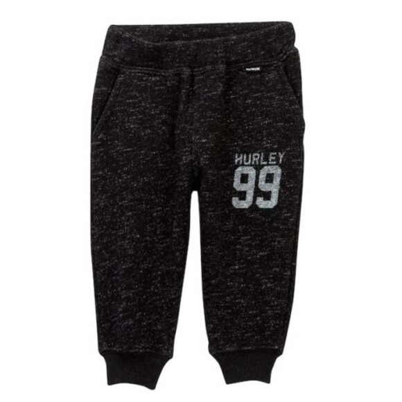 Hurley Baby Little Boys Black Retreat Fleece Logo Sweatpants Pant NEW Tags 24 2T - Picture 1 of 7